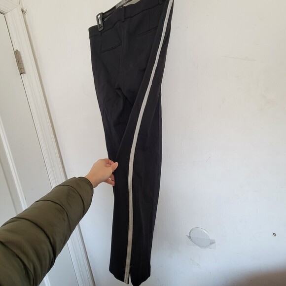 Ann Taylor Petite Silver White Tuxedo Stripe Black Long Trouser Pants Slacks 4P - Picture 4 of 14